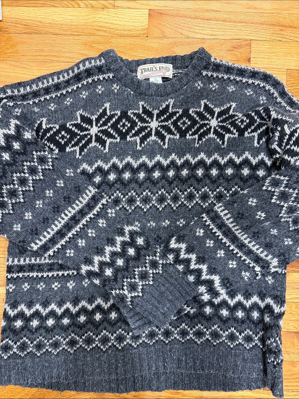 Trail’s End Men's Charcoal Fair Isle Crewneck Sweater